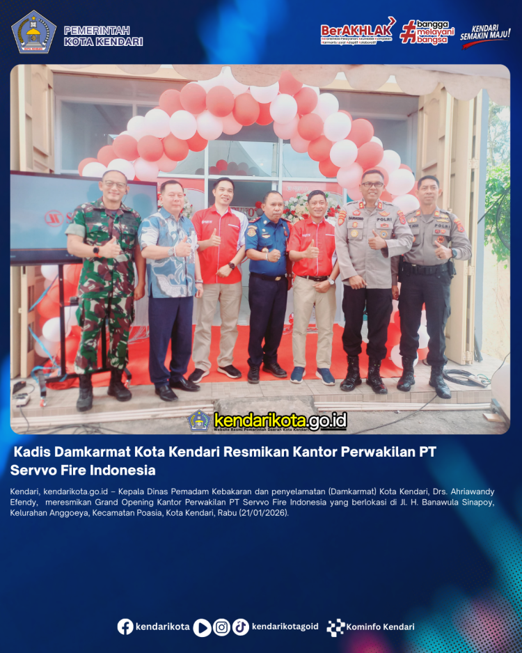 Kadis Damkarmat Kota Kendari Resmikan Kantor Perwakilan PT Servvo Fire Indonesia