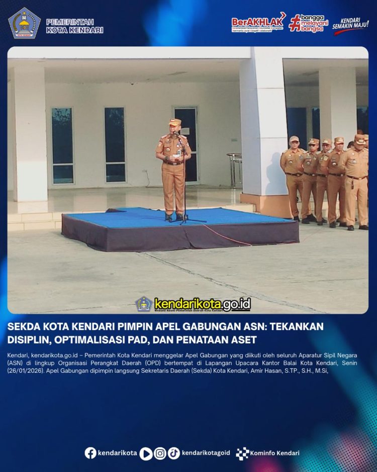 Sekda Kota Kendari Pimpin Apel Gabungan ASN: Tekankan Disiplin, Optimalisasi PAD, dan Penataan Aset