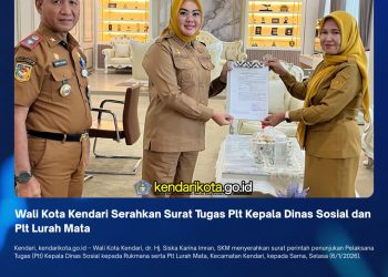 Wali Kota Kendari Serahkan Surat Tugas Plt Kepala Dinas Sosial dan Plt Lurah Mata