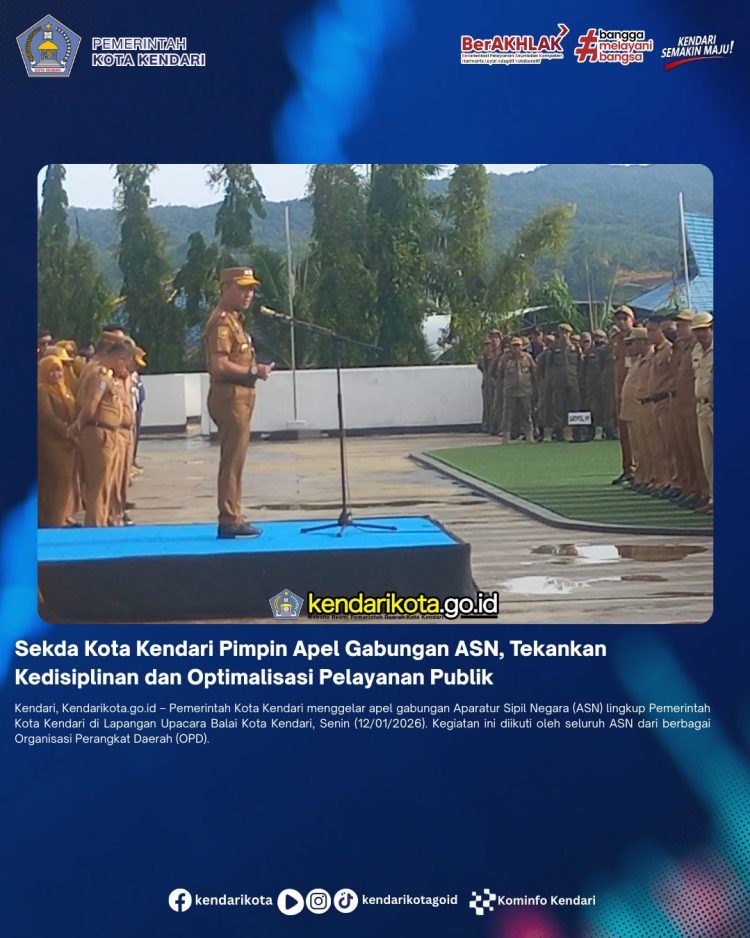 Sekda Kota Kendari Pimpin Apel Gabungan ASN, Tekankan Kedisiplinan dan Optimalisasi Pelayanan Publik