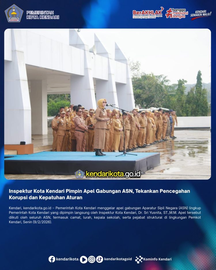 Inspektur Kota Kendari Pimpin Apel Gabungan ASN, Tekankan Pencegahan Korupsi dan Kepatuhan Aturan