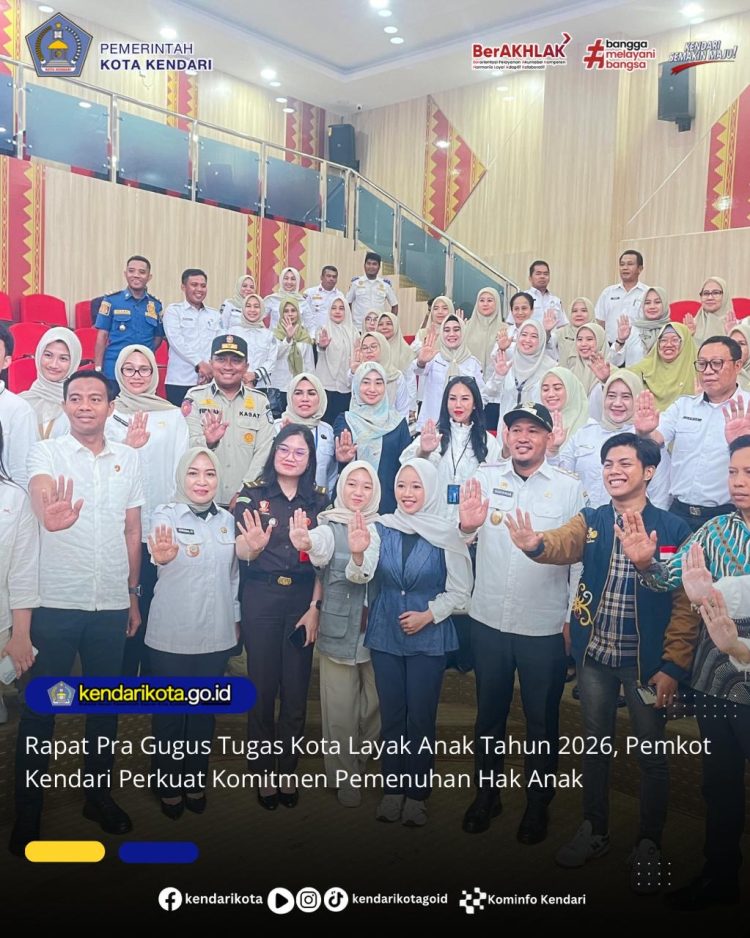 Rapat Pra Gugus Tugas Kota Layak Anak Tahun 2026, Pemkot Kendari Perkuat Komitmen Pemenuhan Hak Anak
