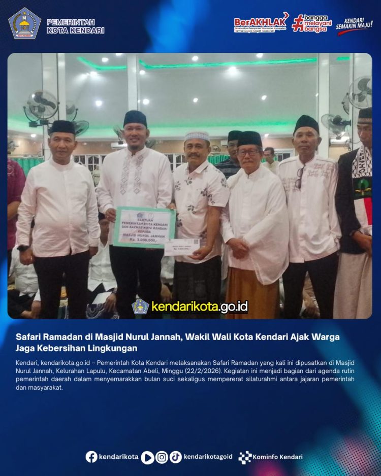 Safari Ramadan di Masjid Nurul Jannah, Wakil Wali Kota Kendari Ajak Warga Jaga Kebersihan Lingkungan