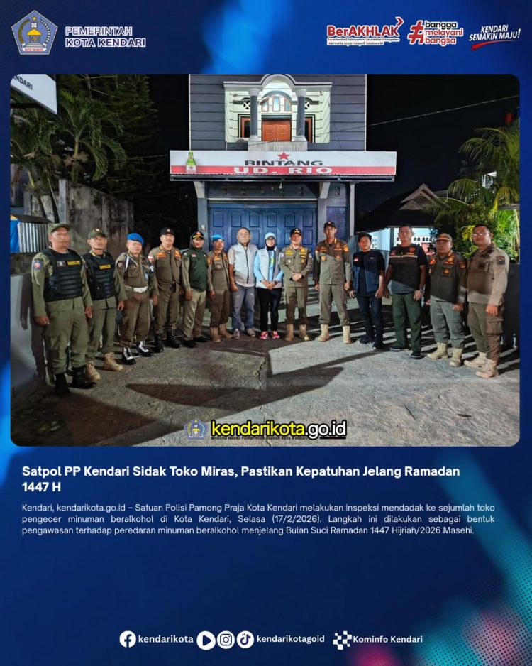 Satpol PP Kendari Sidak Toko Miras, Pastikan Kepatuhan Jelang Ramadan 1447 H