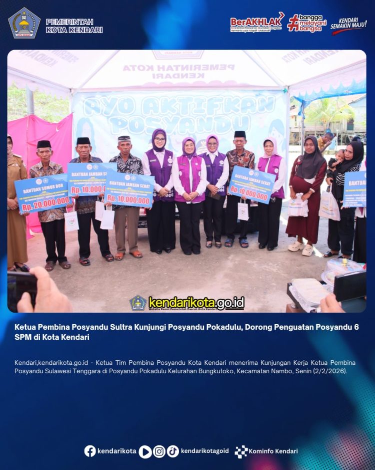 Ketua Pembina Posyandu Sultra Kunjungi Posyandu Pokadulu, Dorong Penguatan Posyandu 6 SPM di Kota Kendari