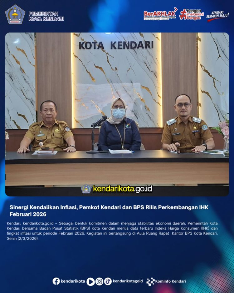 Sinergi Kendalikan Inflasi, Pemkot Kendari dan BPS Rilis Perkembangan IHK Februari 2026