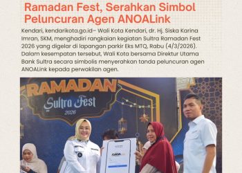 Wali Kota Kendari Hadiri Sultra Ramadan Fest, Serahkan Simbol Peluncuran Agen ANOALink