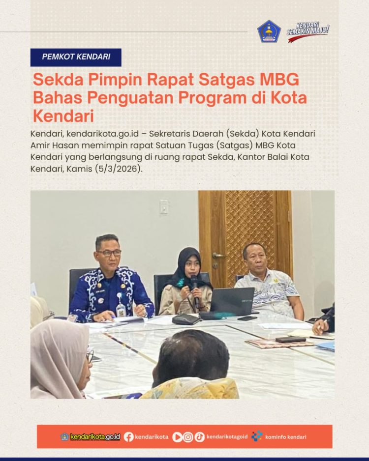 Sekda Pimpin Rapat Satgas MBG Bahas Penguatan Program di Kota Kendari