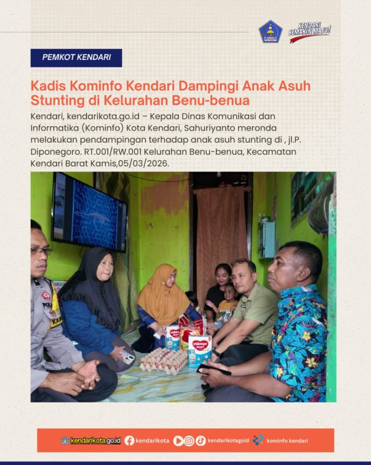 Kadis Kominfo Kendari Dampingi Anak Asuh Stunting di Kelurahan Benu-benua