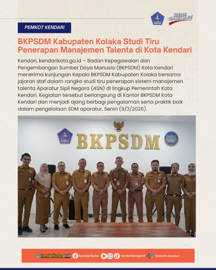 BKPSDM Kabupaten Kolaka Studi Tiru Penerapan Manajemen Talenta di Kota Kendari