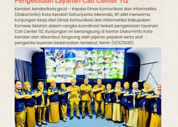Diskominfo Kendari Terima Kunjungan Diskominfo Konawe Selatan, Bahas Pengelolaan Layanan Call Center 112