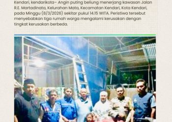 Puting Beliung Hantam Tiga Rumah di Kelurahan Mata, Dinsos Salurkan Bantuan