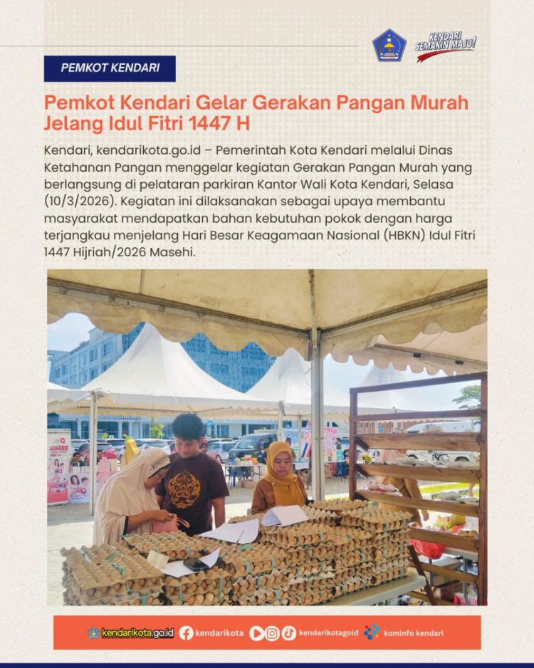 Pemkot Kendari Gelar Gerakan Pangan Murah Jelang Idul Fitri 1447 H