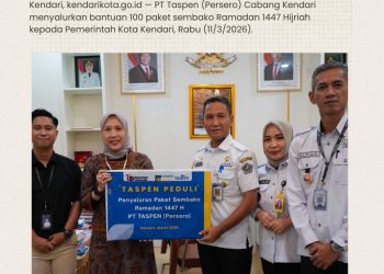 PT Taspen Peduli Salurkan 100 Paket Sembako Ramadan ke Pemkot Kendari