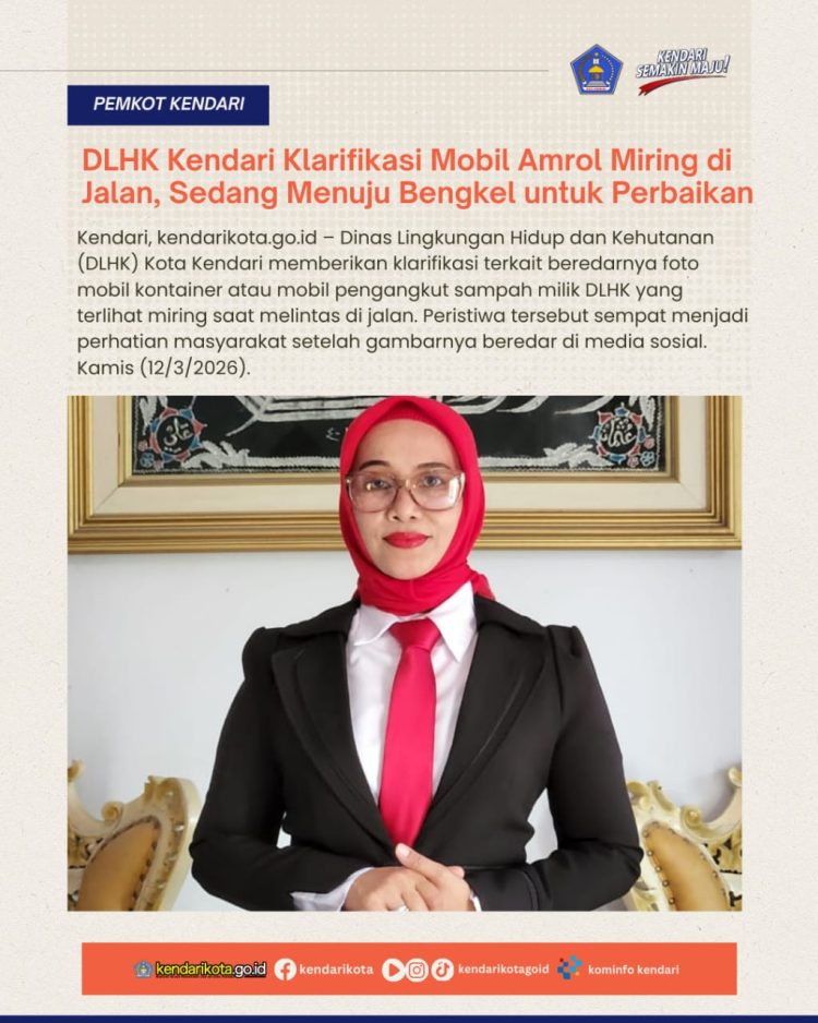 DLHK Kendari Klarifikasi Mobil Amrol Miring di Jalan, Sedang Menuju Bengkel untuk Perbaikan