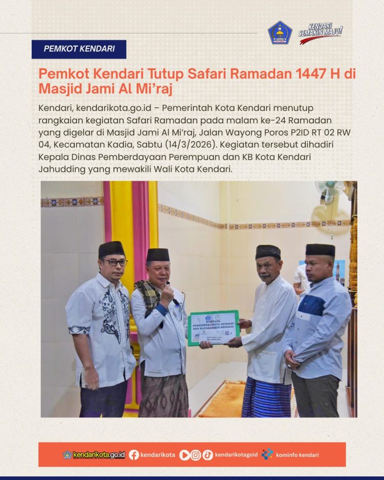 Pemkot Kendari Tutup Safari Ramadan 1447 H di Masjid Jami Al Mi’raj