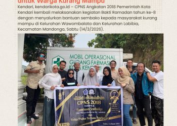 CPNS Angkatan 2018 Pemkot Kendari Gelar Bakti Ramadan, Salurkan 76 Paket Sembako untuk Warga Kurang Mampu
