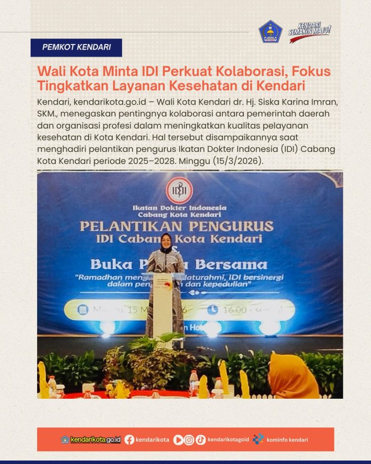 Wali Kota Minta IDI Perkuat Kolaborasi, Fokus Tingkatkan Layanan Kesehatan di Kendari