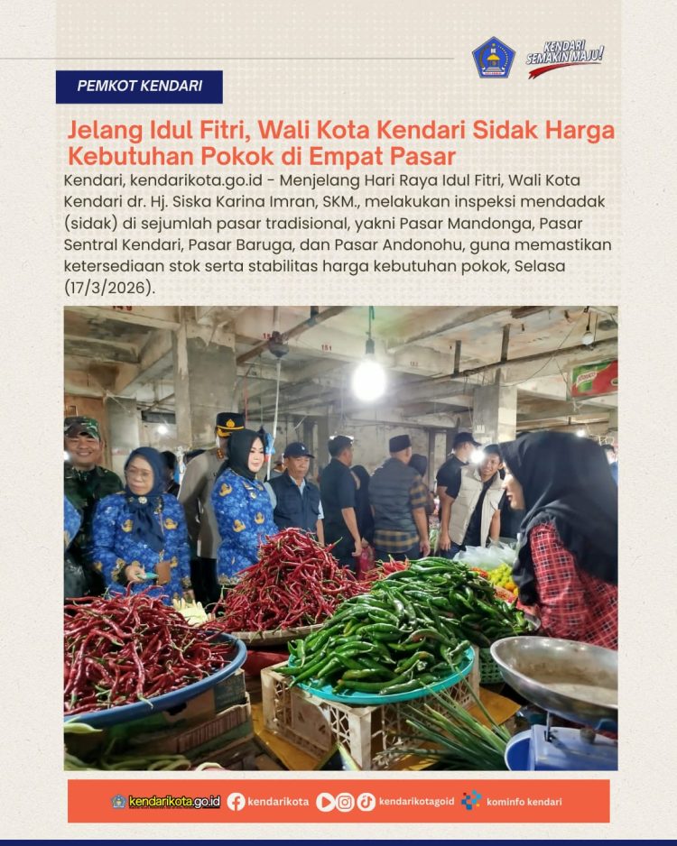 Jelang Idul Fitri, Wali Kota Kendari Sidak Harga Kebutuhan Pokok di Empat Pasar