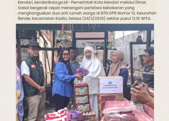 Pemkot Kendari Salurkan Bantuan Korban Kebakaran di Bende, Dua Rumah Hangus