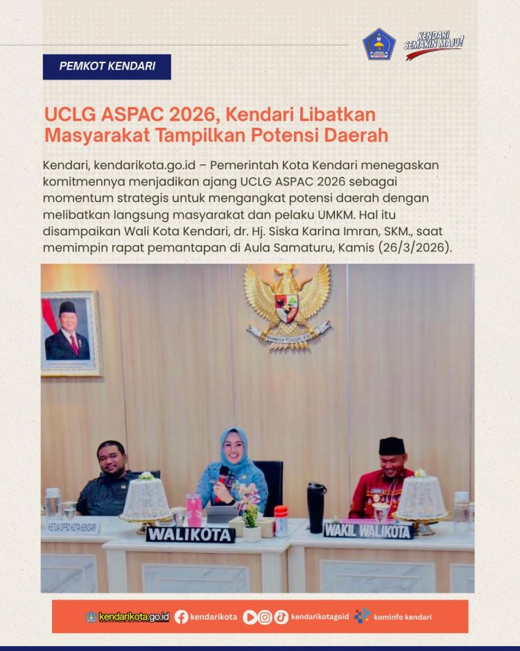 UCLG ASPAC 2026, Kendari Libatkan Masyarakat Tampilkan Potensi Daerah