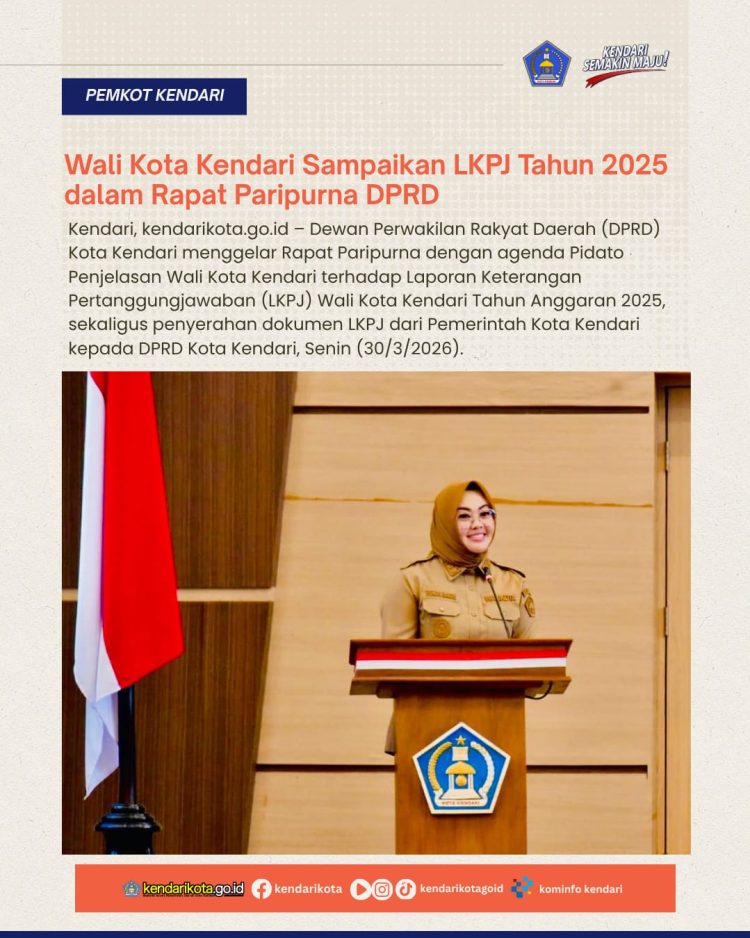 Wali Kota Kendari Sampaikan LKPJ Tahun 2025 dalam Rapat Paripurna DPRD