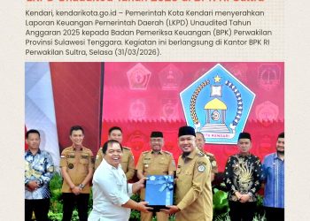 Wakil Wali Kota Kendari Hadiri Penyerahan LKPD Unaudited Tahun 2025 di BPK RI Sultra