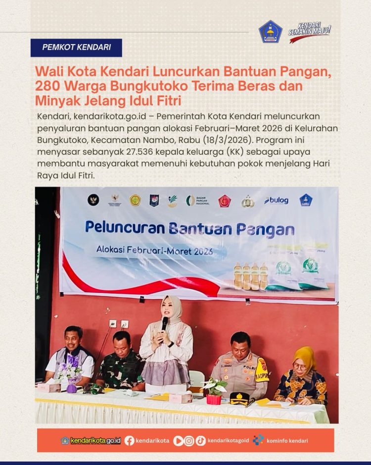 Wali Kota Kendari Luncurkan Bantuan Pangan, 280 Warga Bungkutoko Terima Beras dan Minyak Jelang Idul Fitri