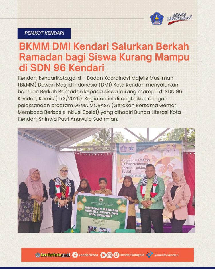 BKMM DMI Kendari Salurkan Berkah Ramadan bagi Siswa Kurang Mampu di SDN 96 Kendari