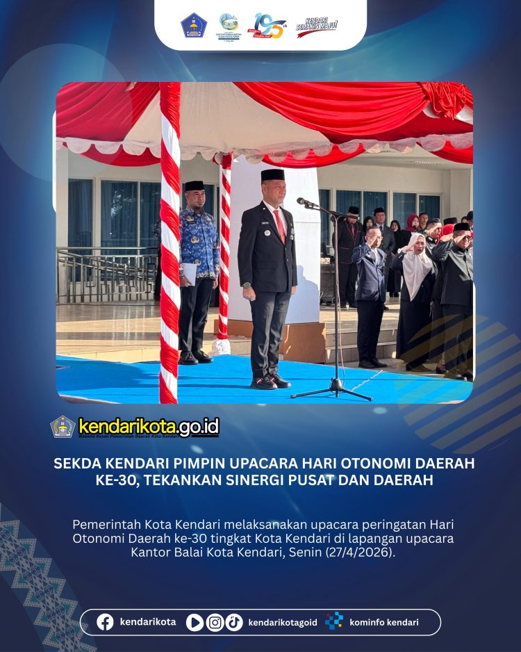 Sekda Kendari Pimpin Upacara Hari Otonomi Daerah ke-30, Tekankan Sinergi Pusat dan Daerah