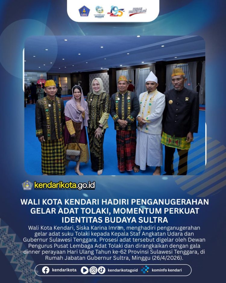 Wali Kota Kendari Hadiri Penganugerahan Gelar Adat Tolaki, Momentum Perkuat Identitas Budaya Sultra