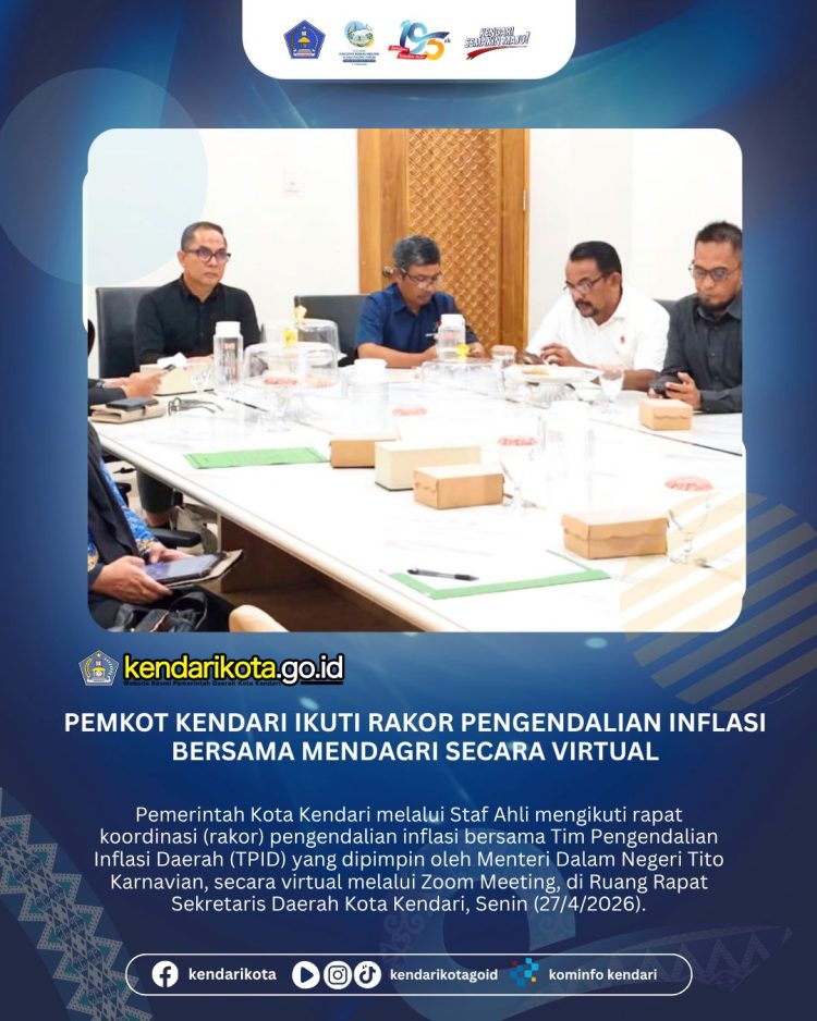 Pemkot Kendari Ikuti Rakor Pengendalian Inflasi Bersama Mendagri Secara Virtual