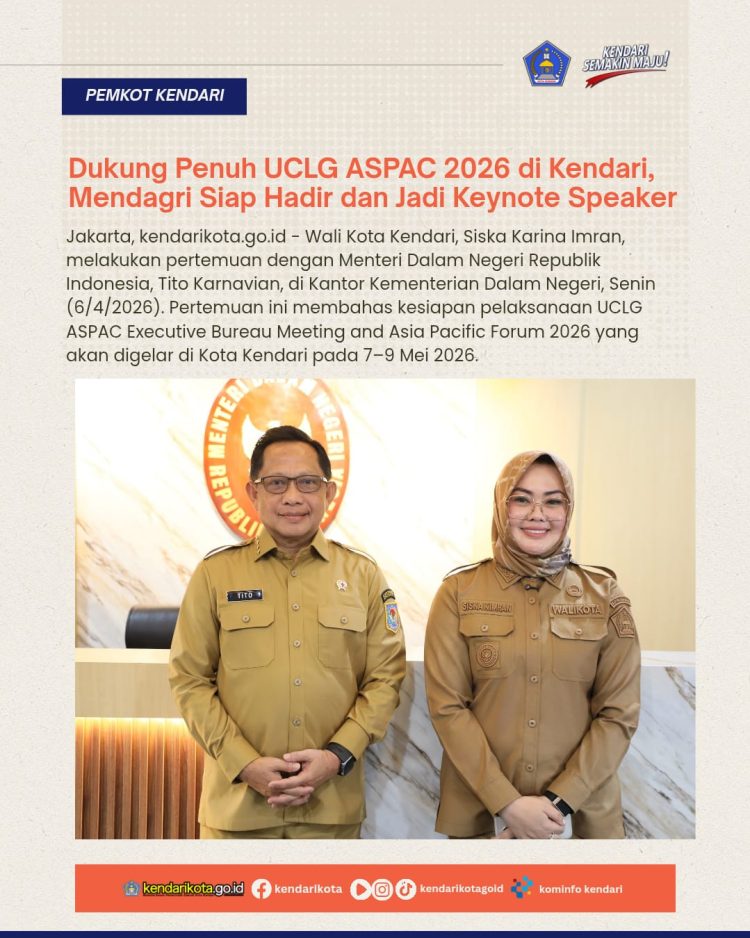 Dukung Penuh UCLG ASPAC 2026 di Kendari, Mendagri Siap Hadir dan Jadi Keynote Speaker