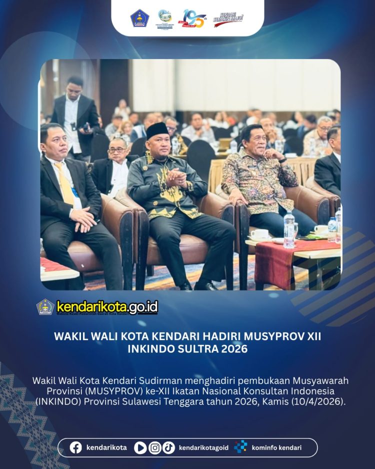 Wakil Wali Kota Kendari Hadiri MUSYPROV XII INKINDO Sultra 2026‎