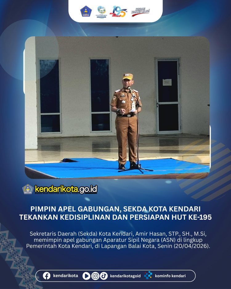 Pimpin Apel Gabungan, Sekda Kota Kendari Tekankan Kedisiplinan dan Persiapan HUT ke-195