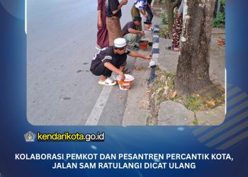 Kolaborasi Pemkot dan Pesantren Percantik Kota, Jalan Sam Ratulangi Dicat Ulang