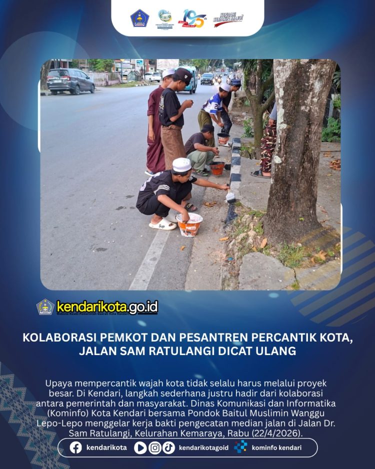 Kolaborasi Pemkot dan Pesantren Percantik Kota, Jalan Sam Ratulangi Dicat Ulang