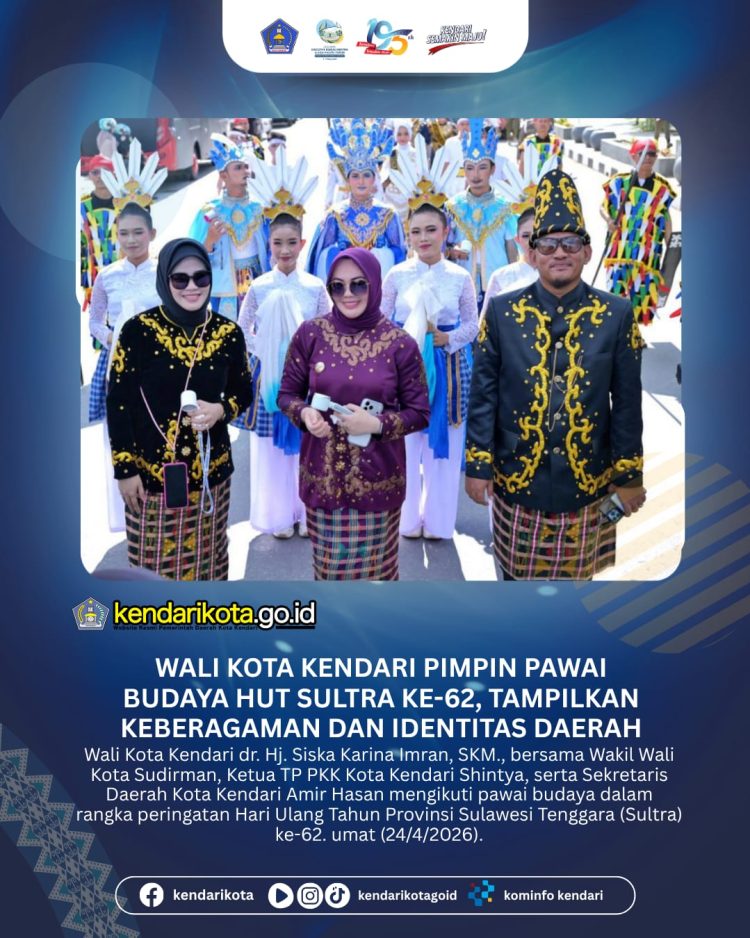 Wali Kota Kendari Pimpin Pawai Budaya HUT Sultra ke-62, Tampilkan Keberagaman dan Identitas Daerah