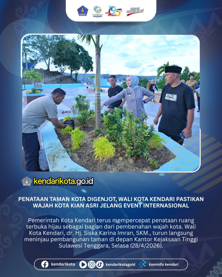 Penataan Taman Kota Digenjot, Wali Kota Kendari Pastikan Wajah Kota Kian Asri Jelang Event Internasional