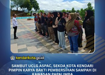 Sambut UCLG ASPAC, Sekda Kota Kendari Pimpin Karya Bakti Pembersihan Sampah di Kawasan Papalimba