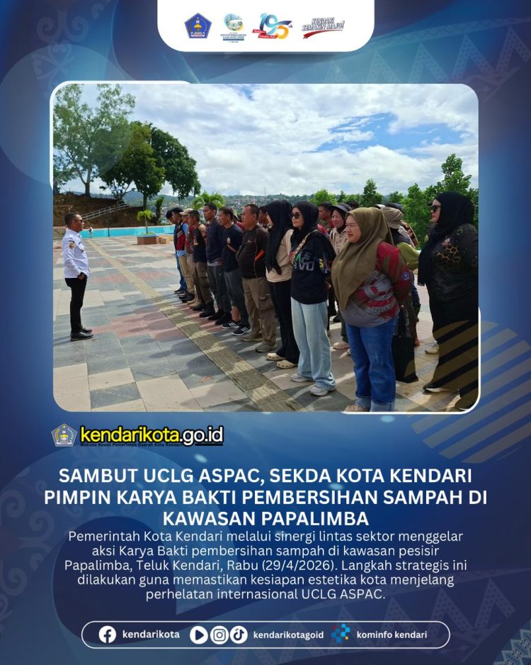 Sambut UCLG ASPAC, Sekda Kota Kendari Pimpin Karya Bakti Pembersihan Sampah di Kawasan Papalimba