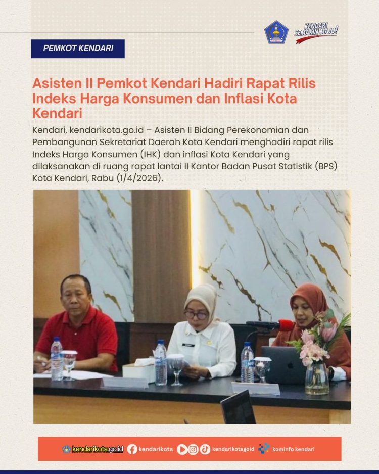 Asisten II Pemkot Kendari Hadiri Rapat Rilis Indeks Harga Konsumen dan Inflasi Kota Kendari