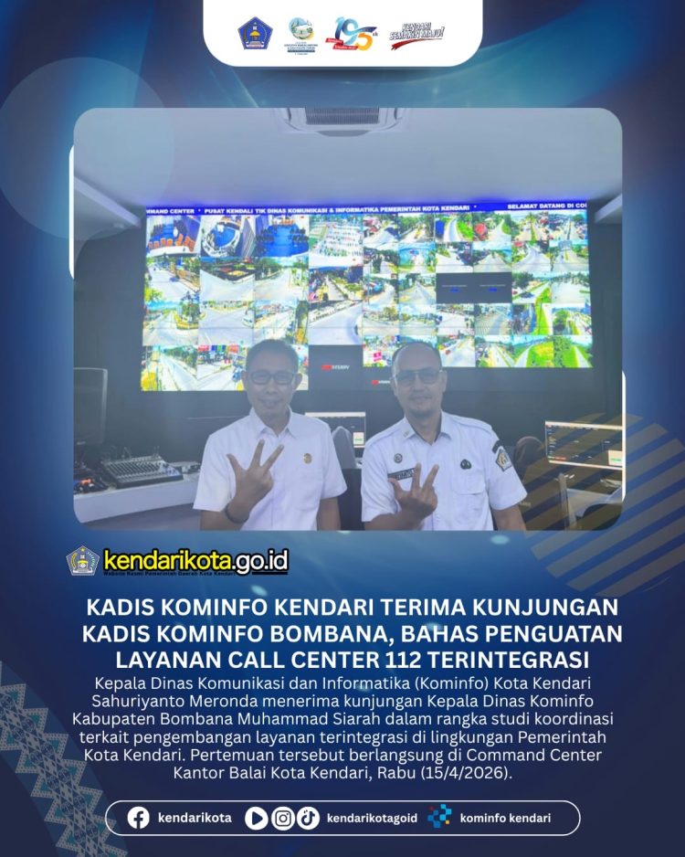 Kadis Kominfo Kendari Terima Kunjungan Kadis Kominfo Bombana, Bahas Penguatan Layanan Call Center 112 Terintegrasi