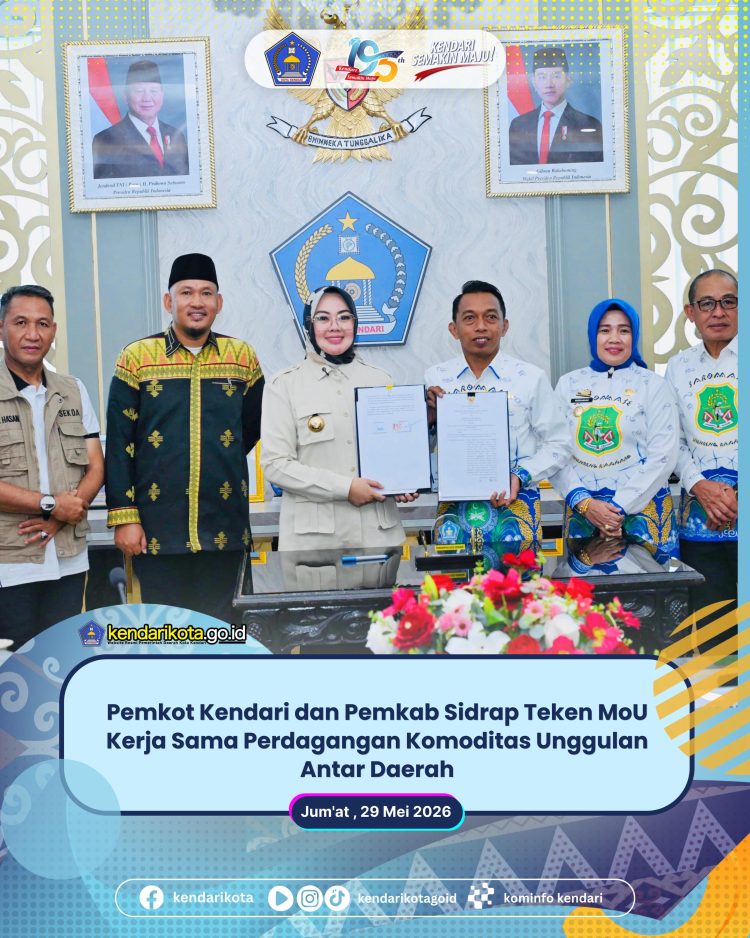 Pemkot Kendari dan Pemkab Sidrap Teken MoU Kerja Sama Perdagangan Komoditas Unggulan Antar Daerah