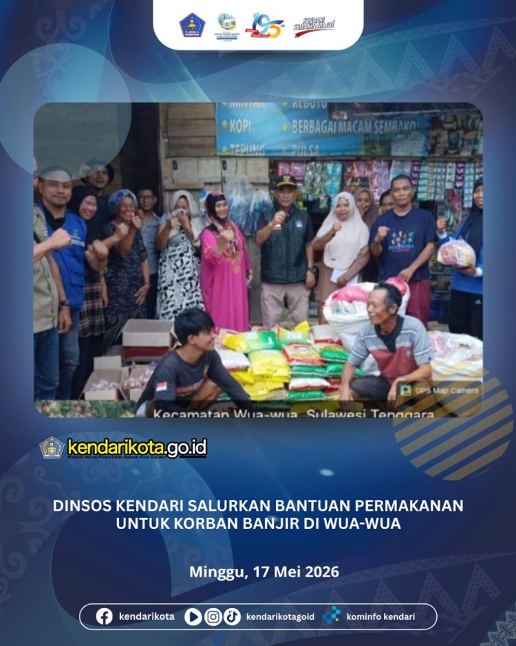 Dinsos Kendari Salurkan Bantuan Permakanan untuk Korban Banjir di Wua-Wua