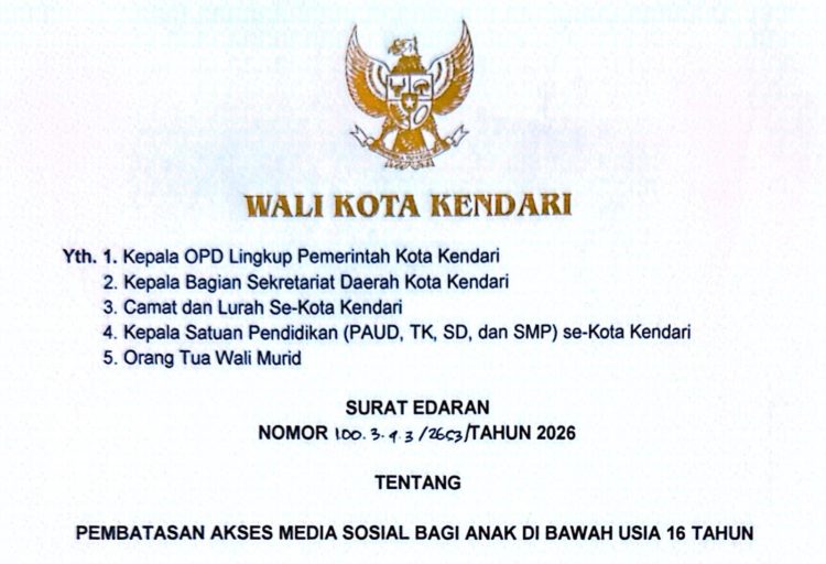 Surat Edaran Tentang Pembatasan Akses Media Sosial Bagi Anak di Bawah Usia 16 Tahun