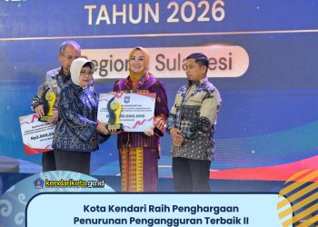 Kota Kendari Raih Penghargaan Penurunan Pengangguran Terbaik II Regional Sulawesi