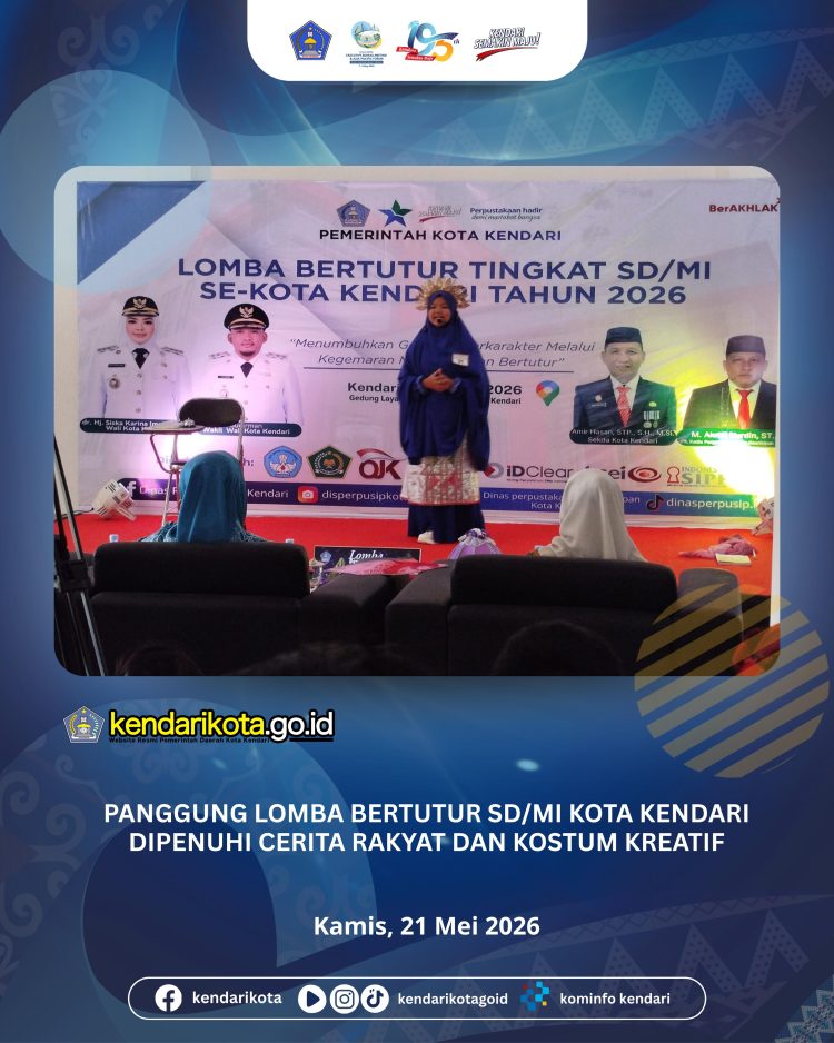 Panggung Lomba Bertutur SD/MI Kota Kendari Dipenuhi Cerita Rakyat dan Kostum Kreatif