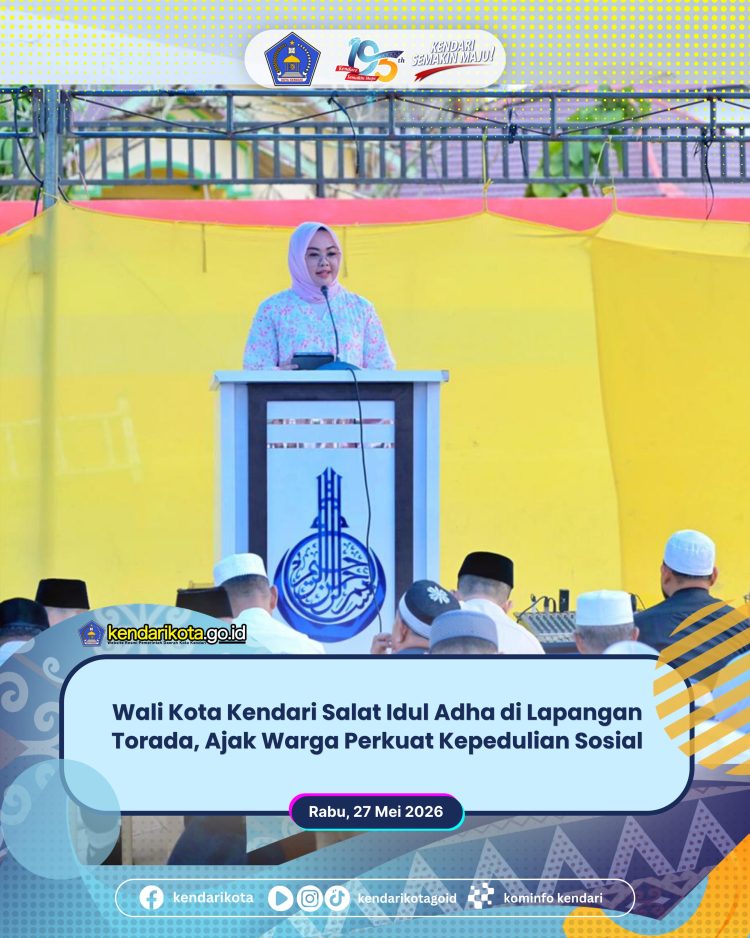 Wali Kota Kendari Salat Idul Adha di Lapangan Torada, Ajak Warga Perkuat Kepedulian Sosial