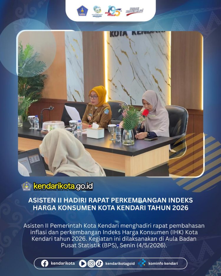 Asisten II Hadiri Rapat Perkembangan Indeks Harga Konsumen Kota Kendari Tahun 2026